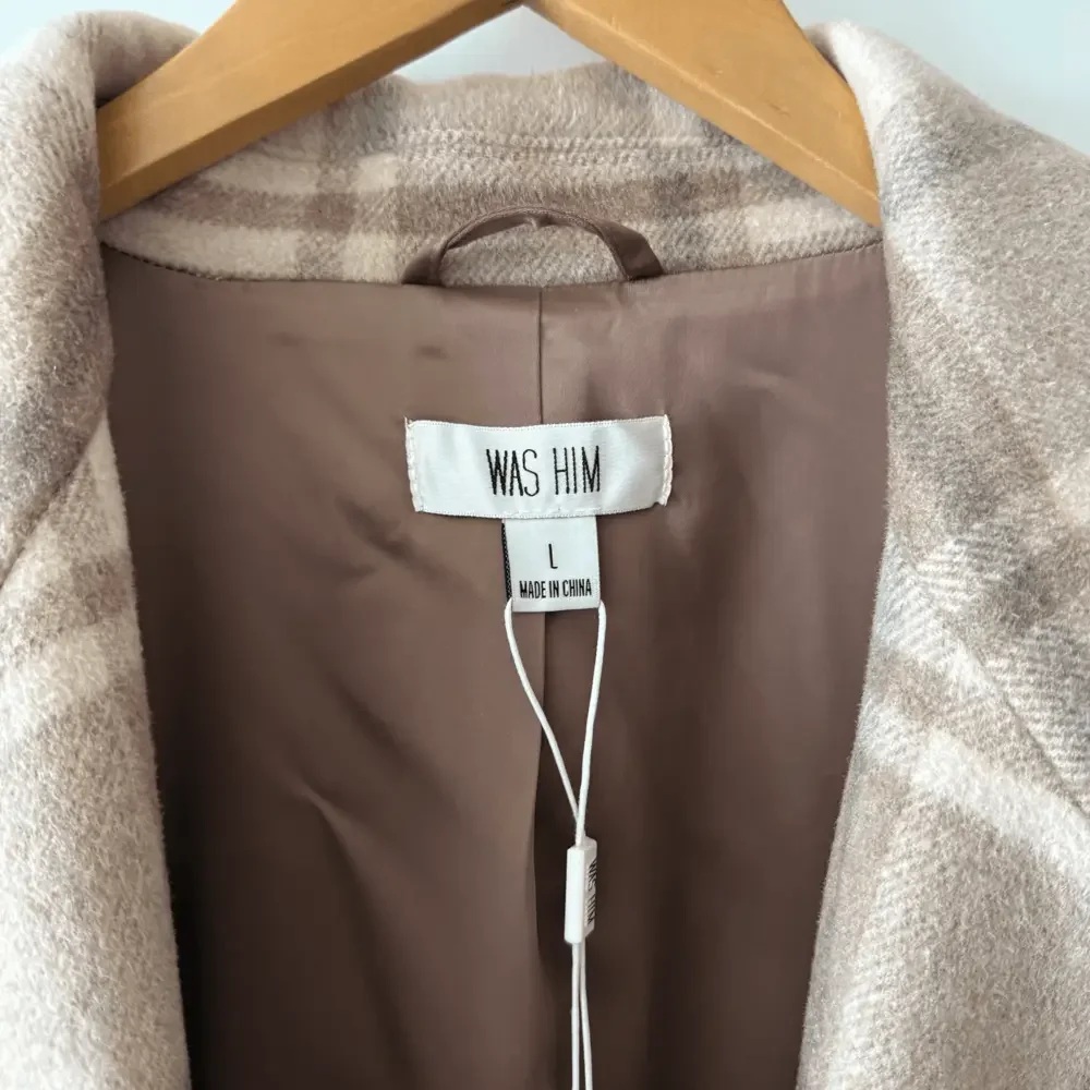 Was Him • Tan Fran Wheat Plaid Ludlow Wool Blend Trench Coat